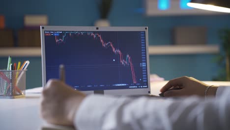Investor-checking-Bitcoin-and-other-altcoin-cryptocurrency-price-index-on-computer-screen.